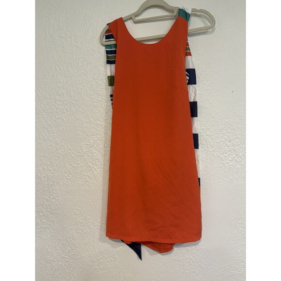 Lulu's Orange Mini Dress with Striped Bow Back - Picture 2 of 8